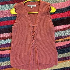 Cupcakes & Cashmere Knit Tie Front Tank Top Size M